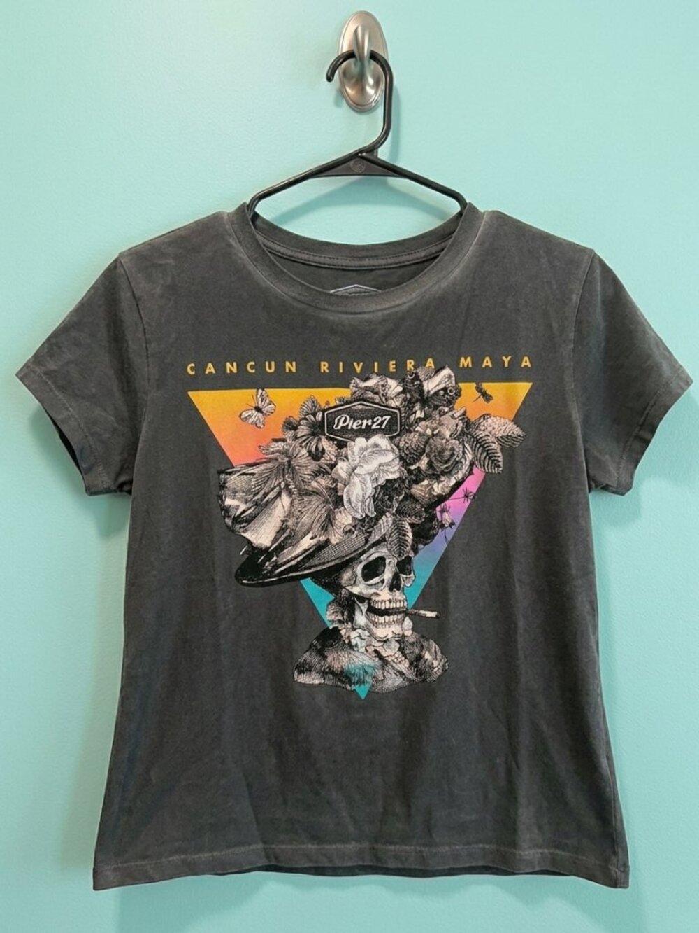 Cancun Riviera Maya Fitted Distressed Tee Shirt
